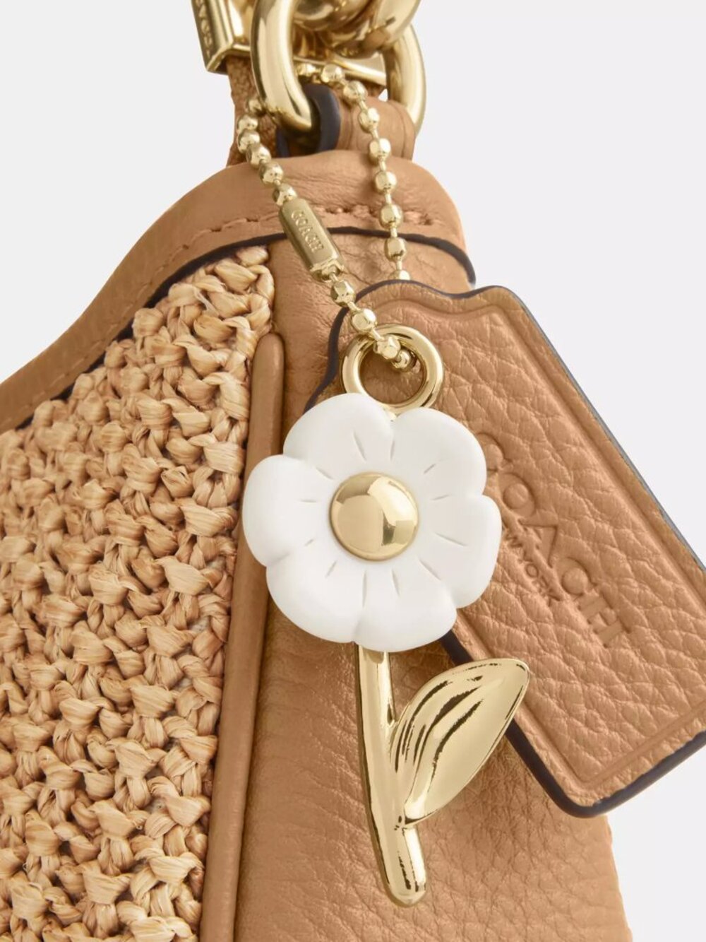 COACH CEC43 Teri Shoulder Bag With Charm straw/Im/Toast Leather *SEALED* - Picture 13 of 14